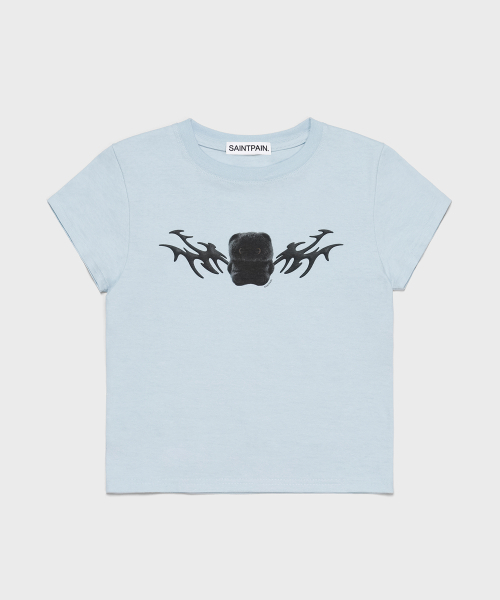 SAINTPAIN(セイントペイン)の「SPフラッフィークロップ半袖Tシャツブルー(Tシャツ/カットソー・レディース・その他・FREE)」の1枚目の写真
