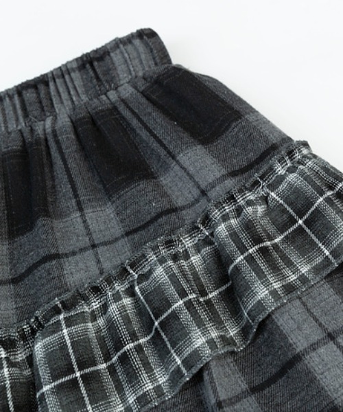 Diosfront（ディオスフロント）の「アシメティアードフリルチェックスカート（スカート・レディース・グレー/モカ・FREE）」の10枚目の写真