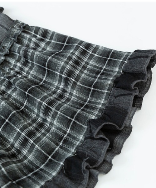 Diosfront（ディオスフロント）の「アシメティアードフリルチェックスカート（スカート・レディース・グレー/モカ・FREE）」の12枚目の写真