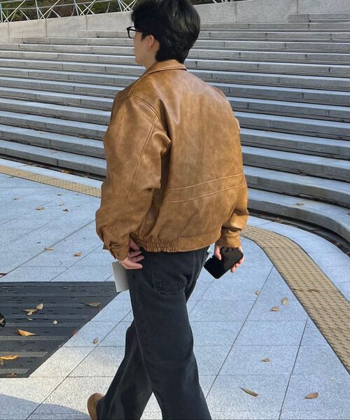 DUSTYWHITE(ダスティーホワイト)の「BEIGE VINTAGE FAUX LEATHER A-1 JUMPER (3oz)(ライダースジャケット・メンズ・その他・MEDIUM/LARGE/X-LARGE)」の10枚目の写真