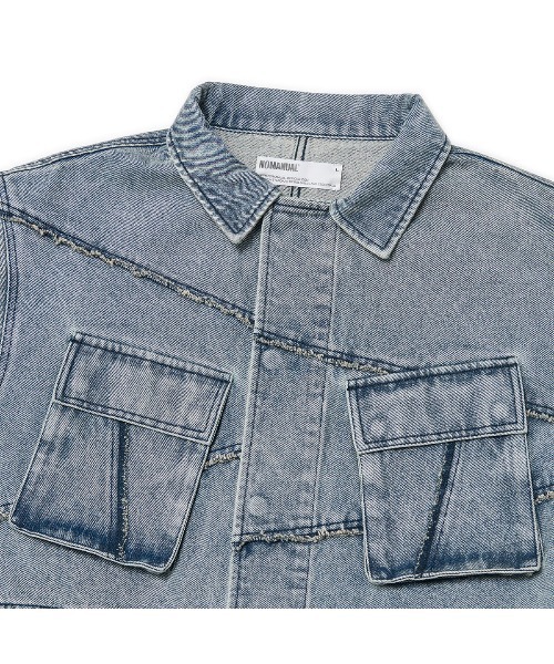 NOMANUAL（NOMANUAL）の「「NOMANUAL /ノーマニュアル」R.C デニム BDU ジャケット（デニムジャケット・メンズ・ケミカルウォッシュ/ブラック・M）」の4枚目の写真