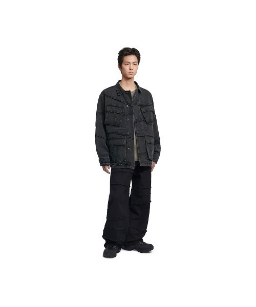 NOMANUAL（NOMANUAL）の「「NOMANUAL /ノーマニュアル」R.C デニム BDU ジャケット（デニムジャケット・メンズ・ケミカルウォッシュ/ブラック・M）」の11枚目の写真