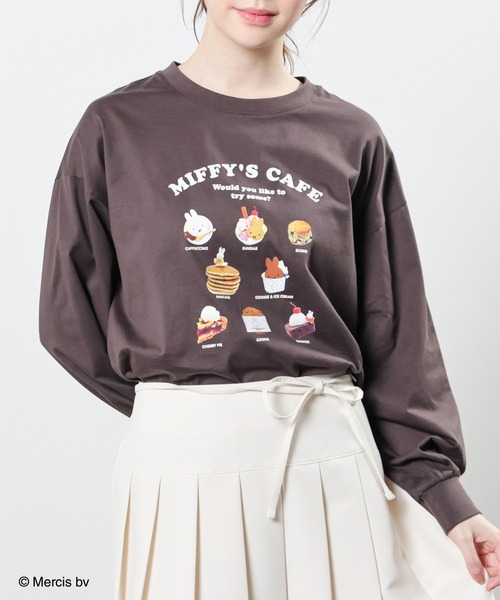 Honeys(ハニーズ)の「【UVカット】ミッフィー/ゆるTシャツ(Tシャツ/カットソー・レディース・オートミール/スミクロ/アイボリー・L/LL/M/S)」の2枚目の写真