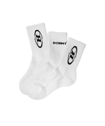 BORN TO WIN（ボーントゥウィン）の「SYMBOL B LOGO SOCKS 3PACK [WHITE]（スポーツグッズ）」