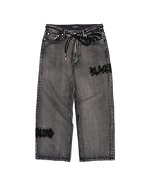 BLACK BLOND（ブラック ブロンド）の「ビビディグラフィティ メタルロゴデニムパンツ（ヴィンテージブラック）（デニムパンツ）」