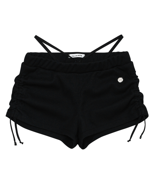 DAMP(ドントアスクマイプラン)の「シャーリングストリングマイクロショーツ_ブラック(その他パンツ・レディース・その他・1/2/3)」の1枚目の写真