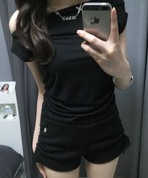 DAMP(ドントアスクマイプラン)の「シャーリングストリングマイクロショーツ_ブラック(その他パンツ・レディース・その他・1/2/3)」の19枚目の写真