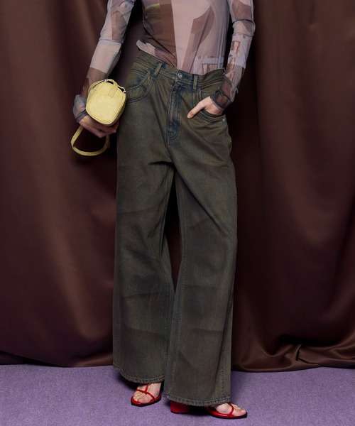 MAISON SPECIAL(メゾンスペシャル)の「Double Pocket Mud Denim/ダブルポケットマッドデニム(デニムパンツ・レディース・ブラウン/イエロー・38/36/34)」の2枚目の写真