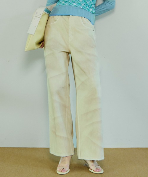 MAISON SPECIAL(メゾンスペシャル)の「Double Pocket Mud Denim/ダブルポケットマッドデニム(デニムパンツ・レディース・ブラウン/イエロー・38/36/34)」の1枚目の写真