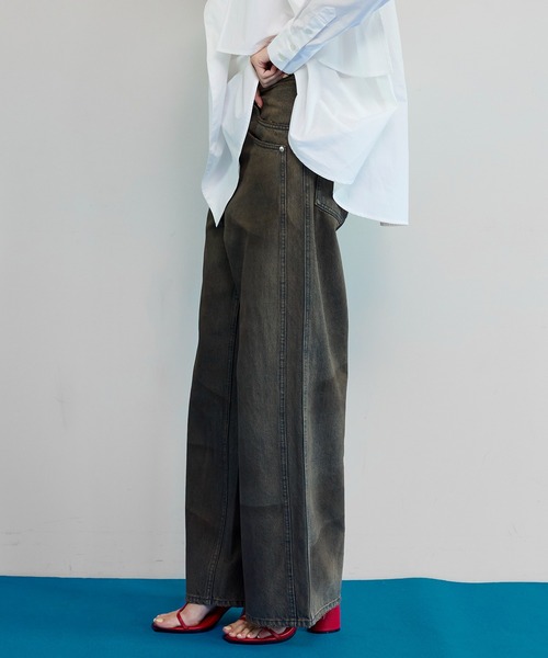 MAISON SPECIAL(メゾンスペシャル)の「Double Pocket Mud Denim/ダブルポケットマッドデニム(デニムパンツ・レディース・ブラウン/イエロー・38/36/34)」の8枚目の写真