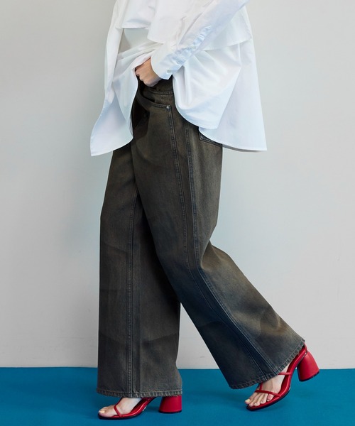 MAISON SPECIAL(メゾンスペシャル)の「Double Pocket Mud Denim/ダブルポケットマッドデニム(デニムパンツ・レディース・ブラウン/イエロー・38/36/34)」の7枚目の写真