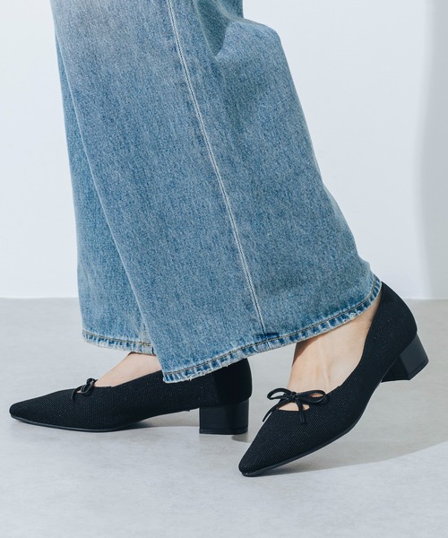 EVOL（イーボル）の「【柔らかい・ふかふか】ソフトニット3.5cmリボンパンプス JA5980（パンプス・レディース・ベージュ/ブラック系その他/ブラック・22.0cm/22.5cm/23.0cm/23.5cm/24.0cm/24.5cm/25.0cm）」の8枚目の写真