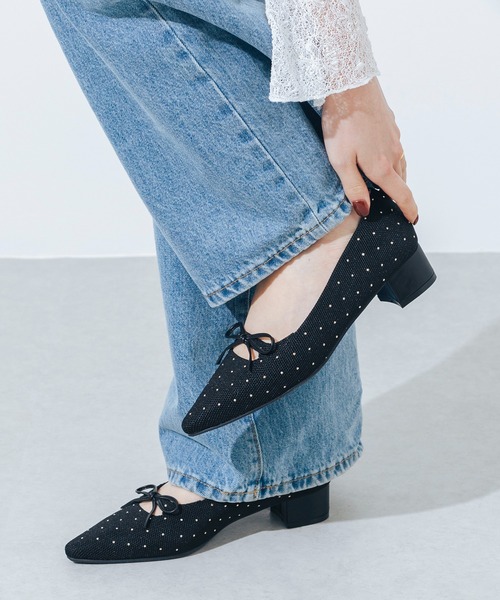 EVOL（イーボル）の「【柔らかい・ふかふか】ソフトニット3.5cmリボンパンプス JA5980（パンプス・レディース・ベージュ/ブラック系その他/ブラック・22.0cm/22.5cm/23.0cm/23.5cm/24.0cm/24.5cm/25.0cm）」の11枚目の写真