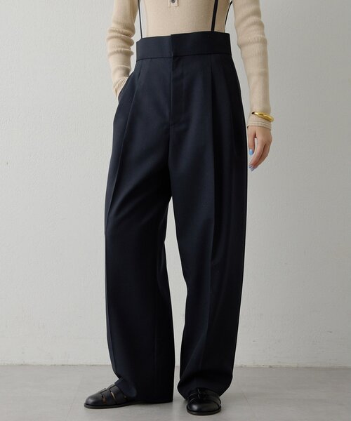 Whim Gazette（ウィムガゼット）の「ハイウエストタックパンツ（その他パンツ・レディース・ネイビー/オフホワイト・36/38）」の2枚目の写真