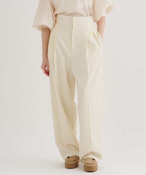 ウィムガゼット　Whim Gazette 25SS　ダブルクロス　タックパンツ Whim Gazette（ウィム ガゼット） スラックス パンツ ワイドタック