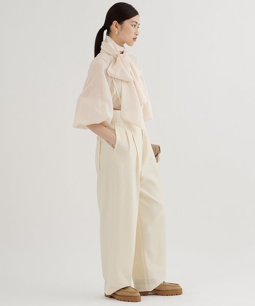 新品✨ハイウェストタックパンツ 松島花さん着用】ボタンデザインハイウエストタックパンツ