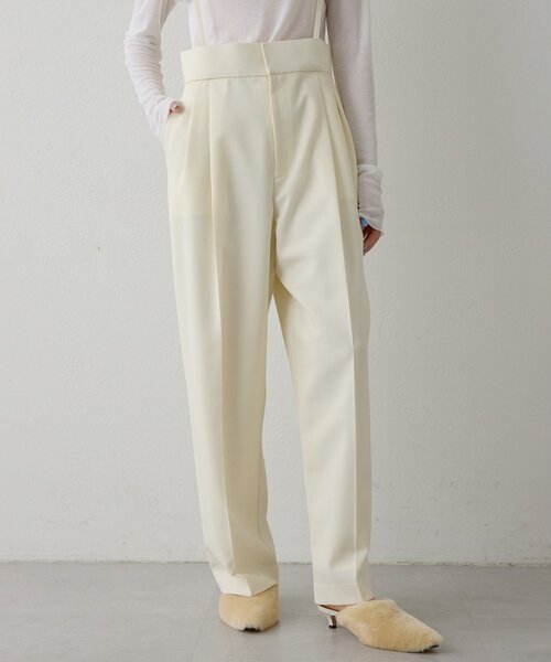 ウィムガゼット　Whim Gazette 25SS　ダブルクロス　タックパンツ ハイウエストタックパンツ（スラックス）｜Whim Gazette（ウィム