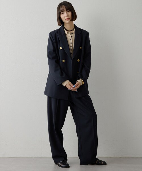 Whim Gazette（ウィムガゼット）の「ハイウエストタックパンツ（その他パンツ・レディース・ネイビー/オフホワイト・36/38）」の15枚目の写真