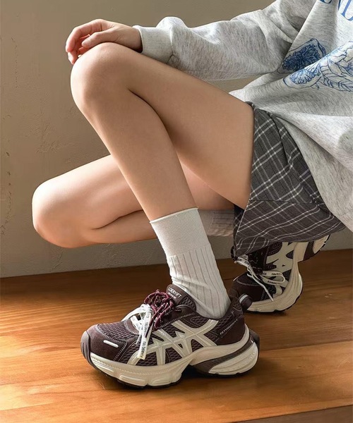 Lace Ladies（レースレディース）の「配色 メッシュ 厚底 レースアップ スニーカー（スニーカー・レディース・グレー/ブラック/ブラウン・22.5cm/23cm/23.5cm/24cm/24.5cm/25cm）」の7枚目の写真