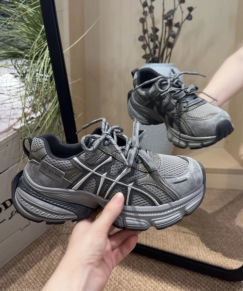 Lace Ladies（レースレディース）の「配色 メッシュ 厚底 レースアップ スニーカー（スニーカー・レディース・グレー/ブラック/ブラウン・22.5cm/23cm/23.5cm/24cm/24.5cm/25cm）」の13枚目の写真