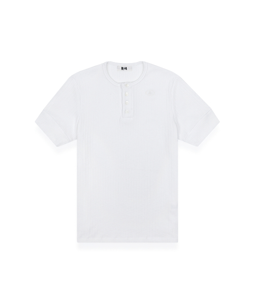R-4(アールフォー)の「R-0031 / R4-SIGNATURE HENLEY NECK TSHIRTS(WHITE)(Tシャツ/カットソー・メンズ・ホワイト・SMALL/MEDIUM/LARGE)」の1枚目の写真