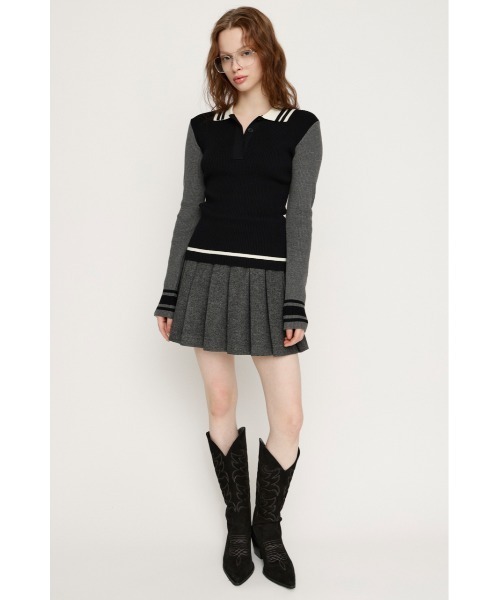 SLY（スライ）の「BICOLOR KNIT TOPS バイカラー ニット トップス 冬服 春服（ニット/セーター・レディース・ライトブルー/ブラック/ネイビー/バーガンディー・FREE）」の6枚目の写真