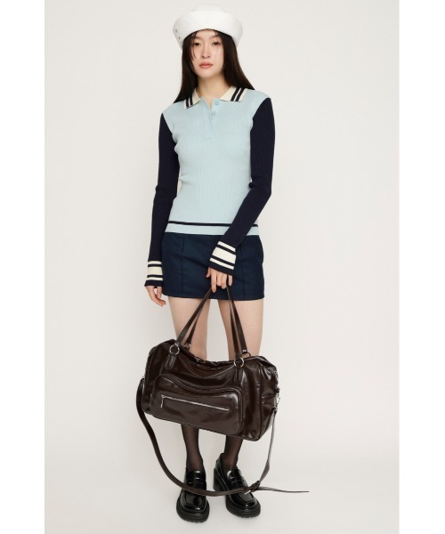SLY（スライ）の「BICOLOR KNIT TOPS バイカラー ニット トップス 冬服 春服（ニット/セーター・レディース・ライトブルー/ブラック/ネイビー/バーガンディー・FREE）」の9枚目の写真