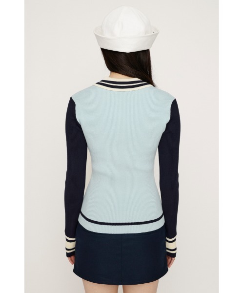 SLY（スライ）の「BICOLOR KNIT TOPS バイカラー ニット トップス 冬服 春服（ニット/セーター・レディース・ライトブルー/ブラック/ネイビー/バーガンディー・FREE）」の13枚目の写真