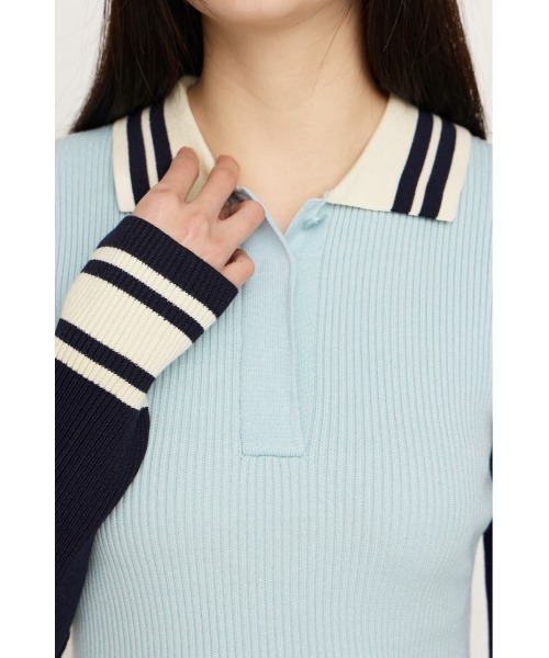 SLY（スライ）の「BICOLOR KNIT TOPS バイカラー ニット トップス 冬服 春服（ニット/セーター・レディース・ライトブルー/ブラック/ネイビー/バーガンディー・FREE）」の14枚目の写真