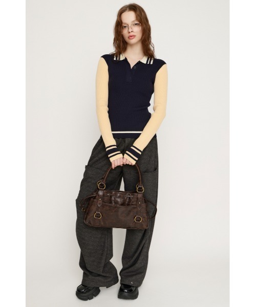 SLY（スライ）の「BICOLOR KNIT TOPS バイカラー ニット トップス 冬服 春服（ニット/セーター・レディース・ライトブルー/ブラック/ネイビー/バーガンディー・FREE）」の16枚目の写真