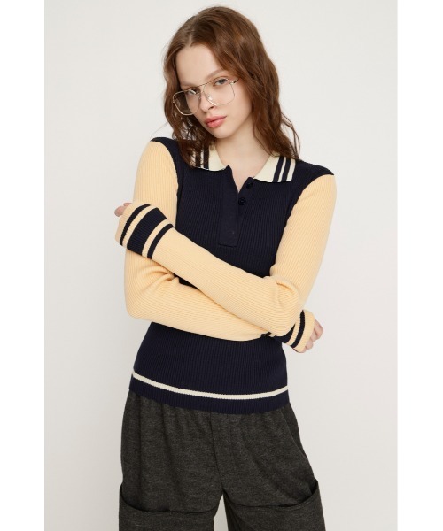 SLY（スライ）の「BICOLOR KNIT TOPS バイカラー ニット トップス 冬服 春服（ニット/セーター・レディース・ライトブルー/ブラック/ネイビー/バーガンディー・FREE）」の17枚目の写真