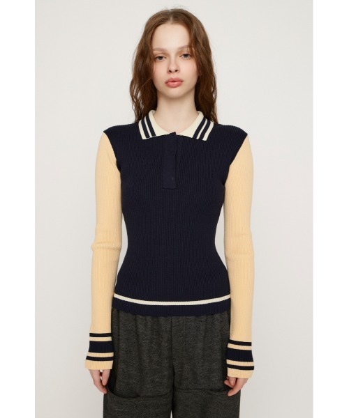 SLY（スライ）の「BICOLOR KNIT TOPS バイカラー ニット トップス 冬服 春服（ニット/セーター・レディース・ライトブルー/ブラック/ネイビー/バーガンディー・FREE）」の18枚目の写真