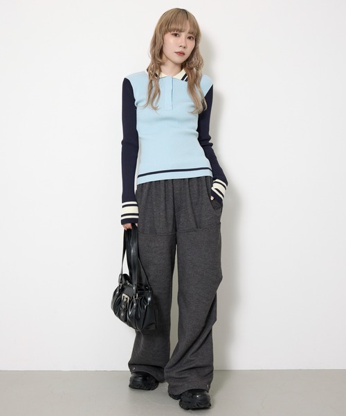 セール】BICOLOR KNIT TOPS バイカラー ニット トップス 冬服 春服