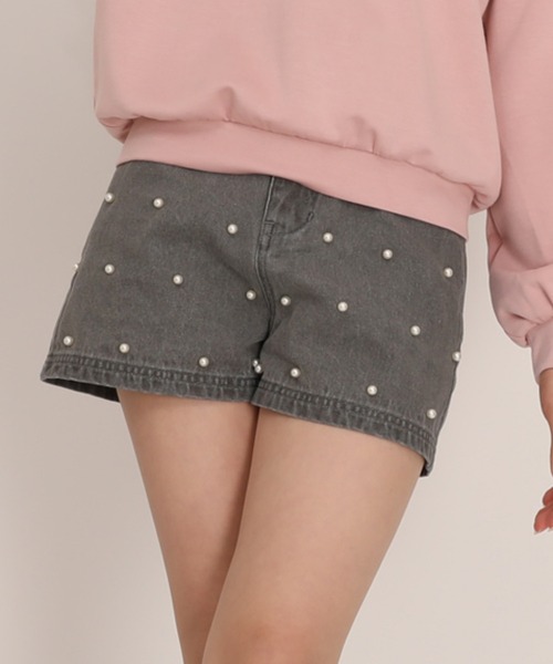 PINKHUNT(ピンクハント)の「PINKHUNT パールドットデニムショートパンツ 1226K(その他パンツ・キッズ・ブルー/ブラック・120cm/130cm/140cm/150cm/160cm)」の1枚目の写真