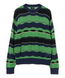 BEAMS | 12ゲージ ジャカード マルチボーダーニット【ワイドフィット】(ニット/セーター)