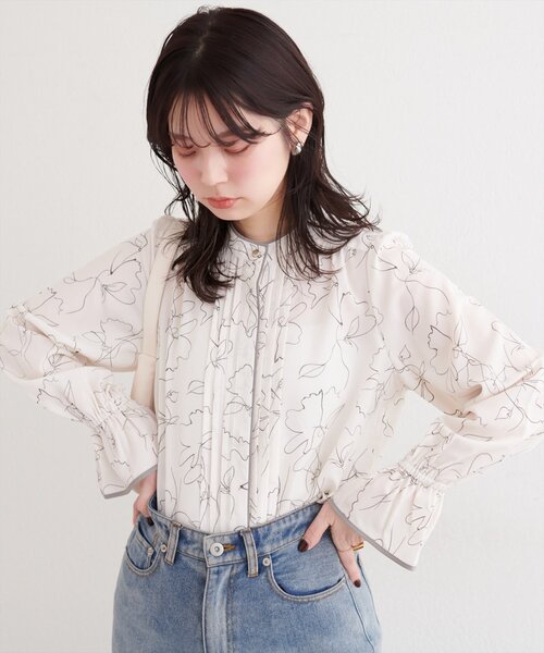 natural couture（ナチュラルクチュール）の「配色パイピングタックブラウス（シャツ/ブラウス・レディース・ピンク/その他1/グレイッシュベージュ/チャコールグレー/ベージュ・FREE）」の7枚目の写真