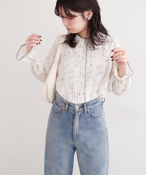 natural couture（ナチュラルクチュール）の「配色パイピングタックブラウス（シャツ/ブラウス・レディース・ピンク/その他1/グレイッシュベージュ/チャコールグレー/ベージュ・FREE）」の8枚目の写真