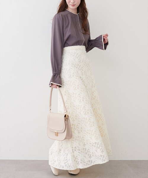 natural couture（ナチュラルクチュール）の「配色パイピングタックブラウス（シャツ/ブラウス・レディース・ピンク/その他1/グレイッシュベージュ/チャコールグレー/ベージュ・FREE）」の14枚目の写真