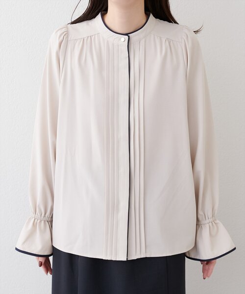 natural couture（ナチュラルクチュール）の「配色パイピングタックブラウス（シャツ/ブラウス・レディース・ピンク/その他1/グレイッシュベージュ/チャコールグレー/ベージュ・FREE）」の20枚目の写真