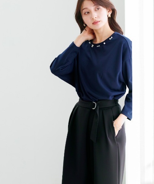 White Collection（ホワイトコレクション）の「【 リラクシーに映える 】 ハイストレッチライトポンチ・ウエストベルトデザインバレルレッグパンツ（その他パンツ・レディース・ネイビー/ブラック/ライトベージュ・S/M/L）」の15枚目の写真