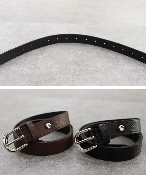 ISOOK（アイスー）の「【ISOOK / アイスー】ベーシックフェイクレザーベルト / レディース 合皮 オフィス 休日 ブラック ブラウン 黒 茶色（ベルト・レディース・ブラック/ブラウン・FREE）」の9枚目の写真