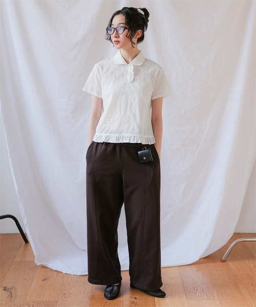 miette（ミエット）の「シュシュ付き丸襟ブラウス（シャツ/ブラウス・レディース・ドット/アイボリー/ブラック・L/M/S）」の12枚目の写真