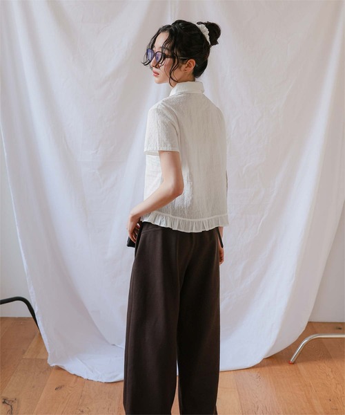 miette（ミエット）の「シュシュ付き丸襟ブラウス（シャツ/ブラウス・レディース・ドット/アイボリー/ブラック・L/M/S）」の15枚目の写真