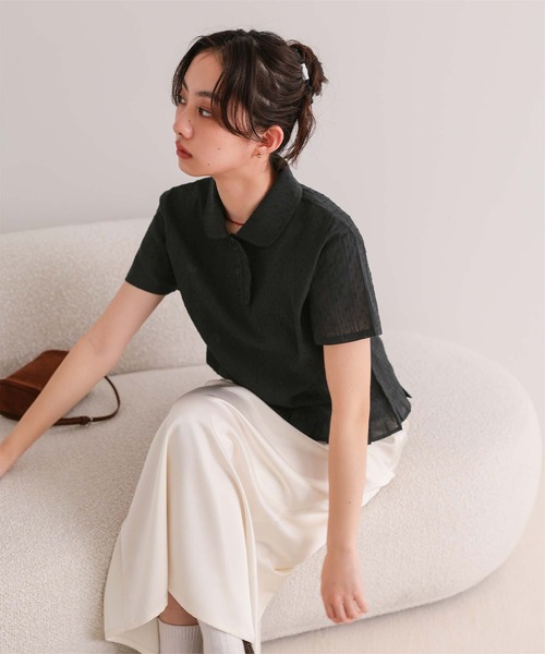 miette（ミエット）の「シュシュ付き丸襟ブラウス（シャツ/ブラウス・レディース・ドット/アイボリー/ブラック・L/M/S）」の18枚目の写真