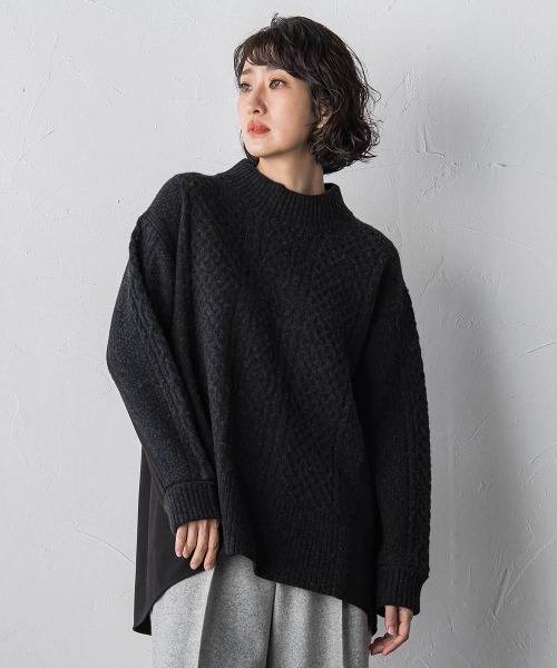 la.f…（ラエフ）の「ハミルトンケーブル切り替えニット（ニット/セーター・レディース・オフホワイト/チャコールグレー/ライトグレー・9号）」の10枚目の写真