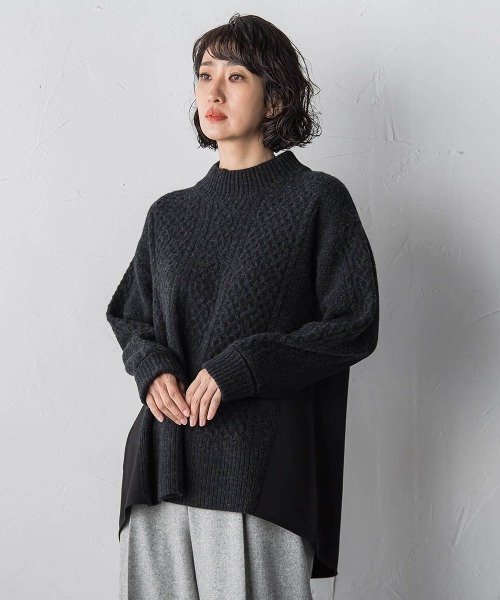 la.f…（ラエフ）の「ハミルトンケーブル切り替えニット（ニット/セーター・レディース・オフホワイト/チャコールグレー/ライトグレー・9号）」の11枚目の写真