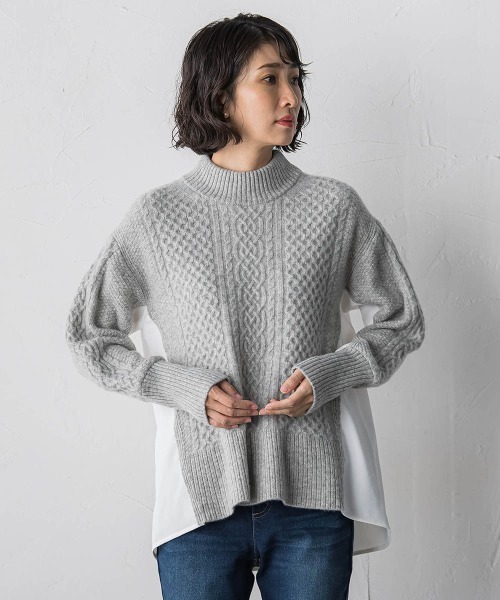 la.f…（ラエフ）の「ハミルトンケーブル切り替えニット（ニット/セーター・レディース・オフホワイト/チャコールグレー/ライトグレー・9号）」の18枚目の写真