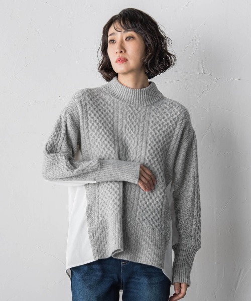 la.f…（ラエフ）の「ハミルトンケーブル切り替えニット（ニット/セーター・レディース・オフホワイト/チャコールグレー/ライトグレー・9号）」の19枚目の写真