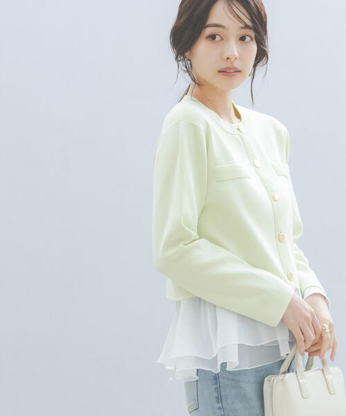 a/mie（アミー）の「＜ウォッシャブル＞＜ａ＞シルク混ニットカーデ / 1216176200（ニット/セーター・レディース・イエロー/ホワイト/ブラック/ブルー・MEDIUM/SMALL）」の4枚目の写真