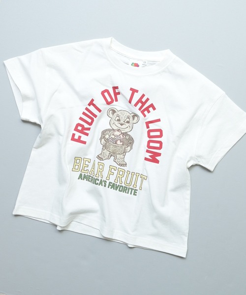 FRUIT OF THE LOOM(フルーツオブザルーム)の「【FRUIT OF THE LOOM】別注カレッジプリントT(Tシャツ/カットソー・キッズ・チャコール/オフホワイト・80/90/95/100/110/120/130/140/150)」の2枚目の写真